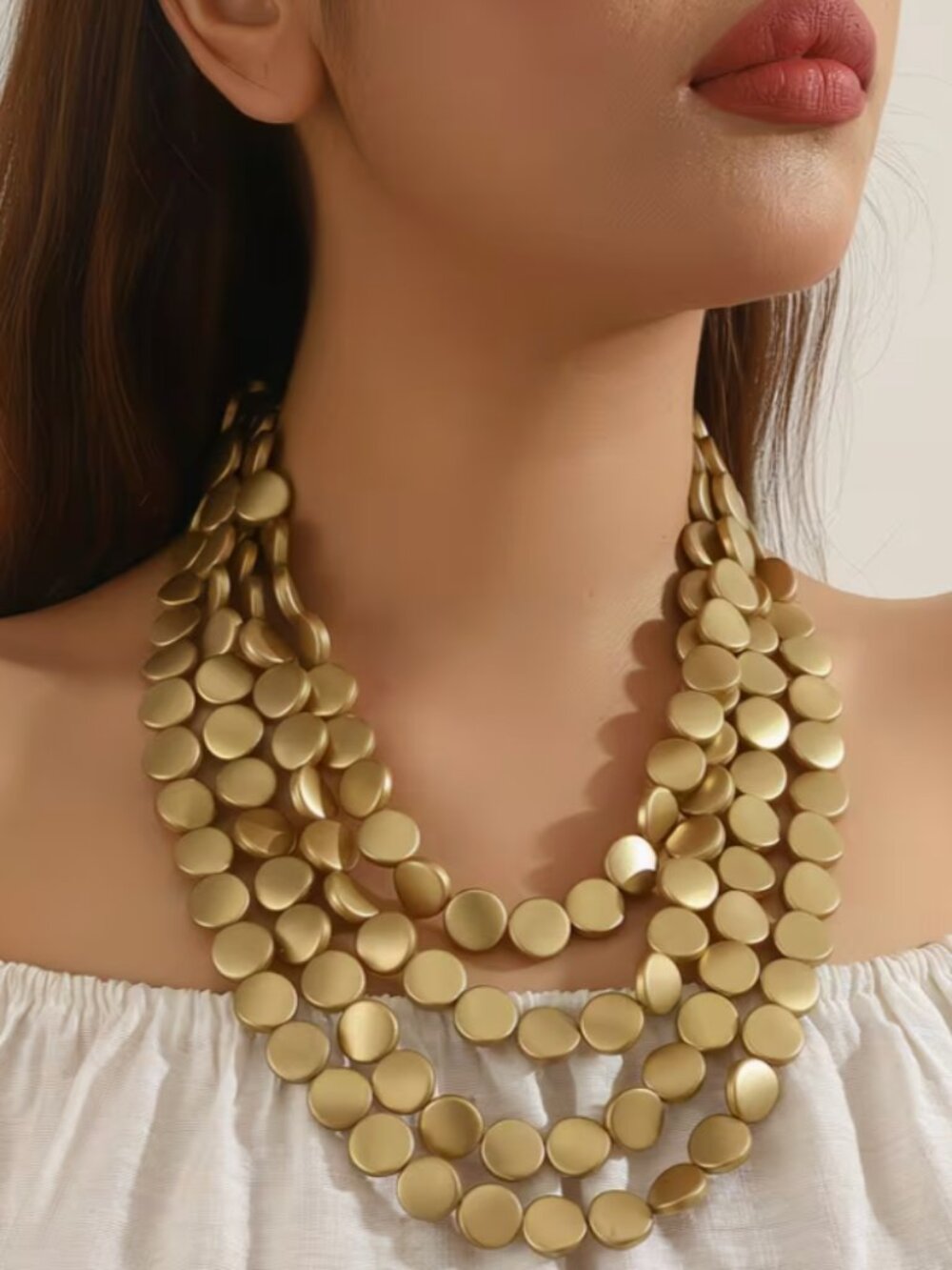 Multi-layer Golden Beaded Necklace - Picture 1 of 4
